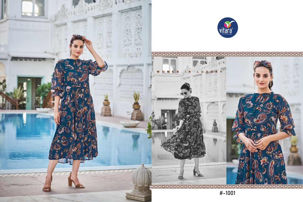 vitara Bentley Fancy Party Wear Georgette tunic print Designer Kurti Collection